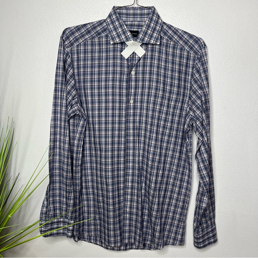 #60. Ermenegildo Zegna Gray & Purple Long Sleeved Button Shirt Med NWOT
